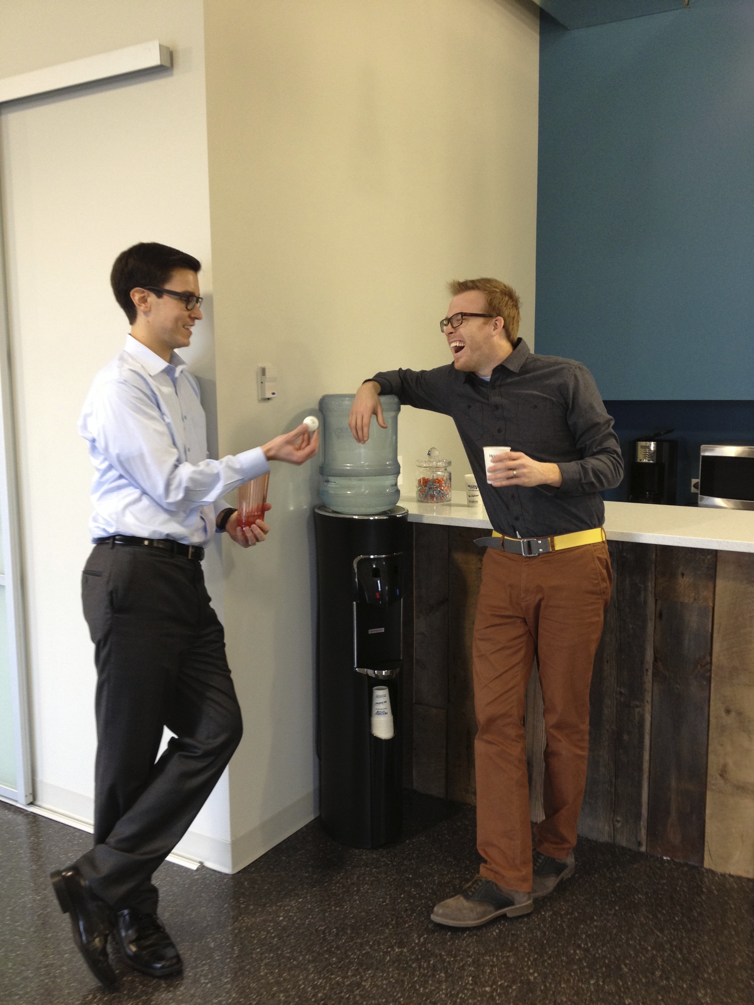 Dave and Tim at water cooler